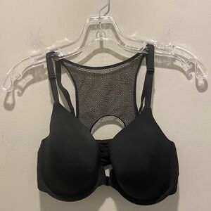 Victoria's Secret T-Shirt Lightly Lined Demi Black Mesh Racerback Bra Size 34DD